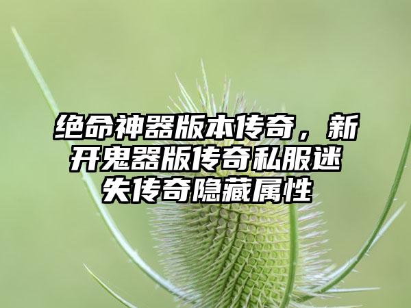 绝命神器版本传奇，新开鬼器版传奇私服迷失传奇隐藏属性