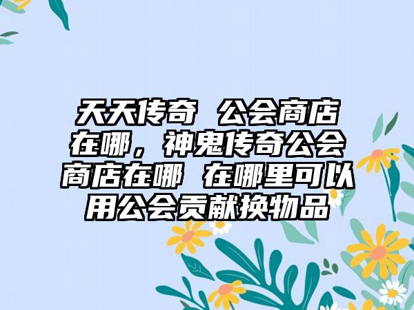 天天传奇 公会商店在哪，神鬼传奇公会商店在哪 在哪里可以用公会贡献换物品