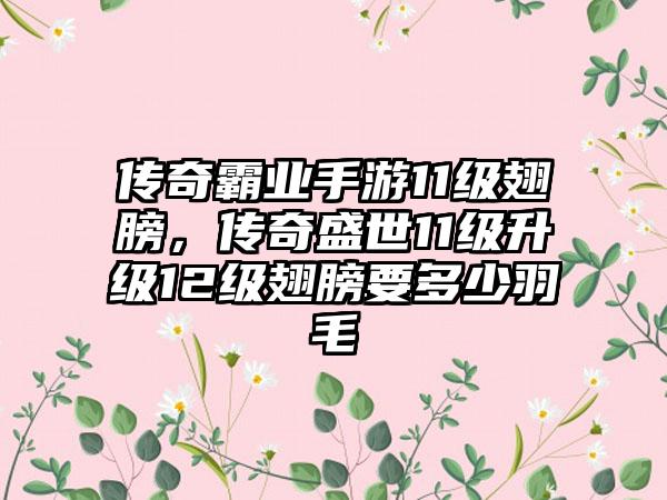 传奇霸业手游11级翅膀，传奇盛世11级升级12级翅膀要多少羽毛