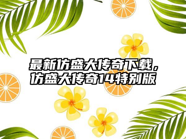 最新仿盛大传奇下载，仿盛大传奇14特别版