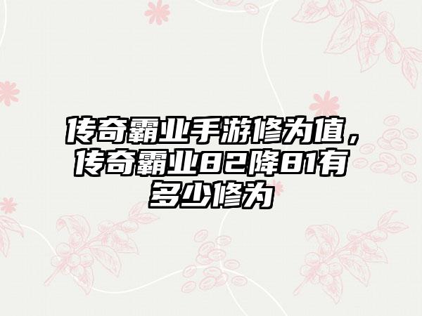 传奇霸业手游修为值，传奇霸业82降81有多少修为