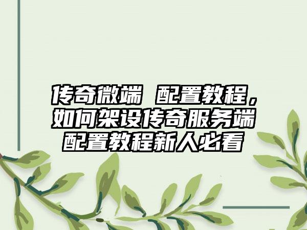 传奇微端 配置教程，如何架设传奇服务端配置教程新人必看
