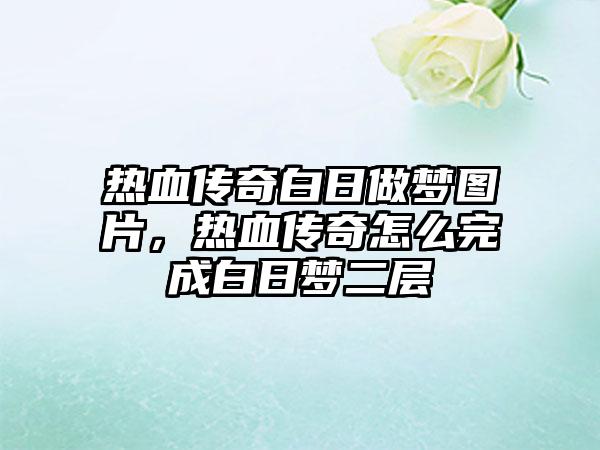 热血传奇白日做梦图片，热血传奇怎么完成白日梦二层