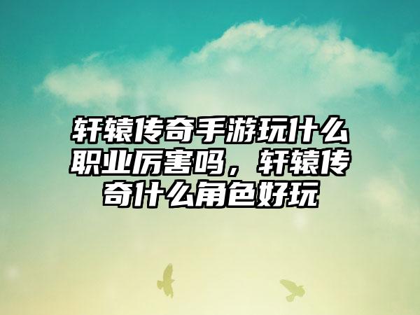 轩辕传奇手游玩什么职业厉害吗，轩辕传奇什么角色好玩
