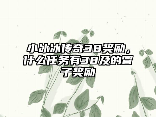 小冰冰传奇38奖励，什么任务有38及的冒子奖励