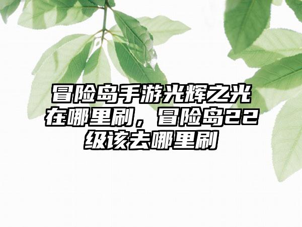 冒险岛手游光辉之光在哪里刷，冒险岛22级该去哪里刷