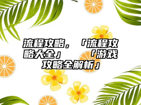 流程攻略，「流程攻略大全」 → 「游戏攻略全解析」