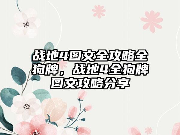战地4图文全攻略全狗牌，战地4全狗牌图文攻略分享