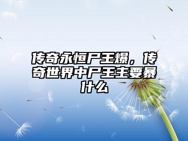 传奇永恒尸王爆，传奇世界中尸王主要暴什么