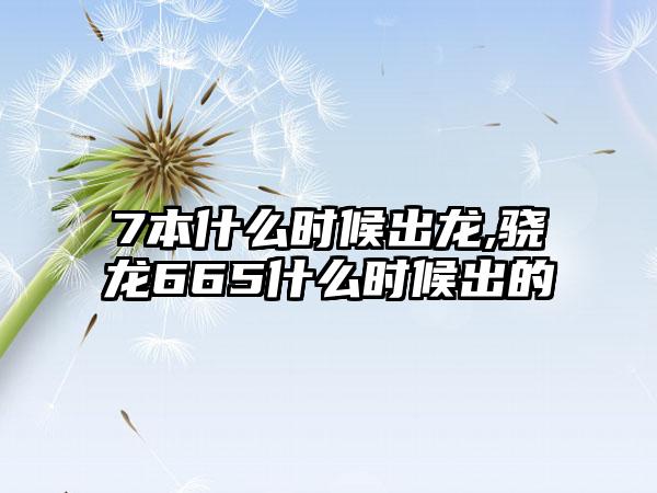 7本什么时候出龙,骁龙665什么时候出的