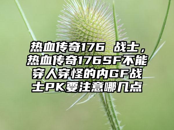 热血传奇176 战士，热血传奇176SF不能穿人穿怪的内GF战士PK要注意哪几点