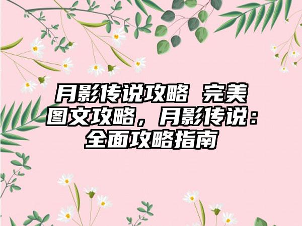 月影传说攻略 完美图文攻略，月影传说：全面攻略指南