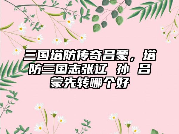 三国塔防传奇吕蒙，塔防三国志张辽 孙 吕蒙先转哪个好