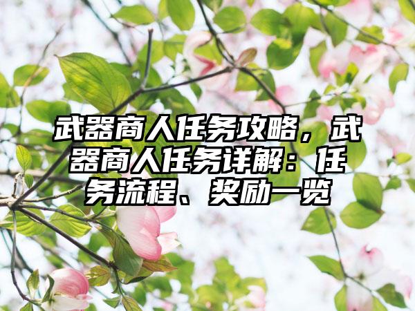 武器商人任务攻略，武器商人任务详解：任务流程、奖励一览