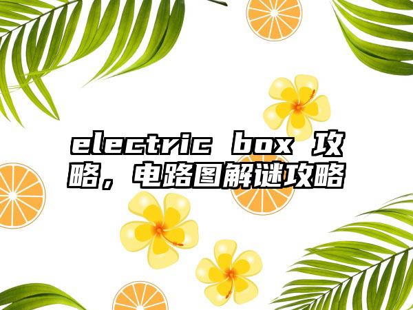 electric box 攻略，电路图解谜攻略