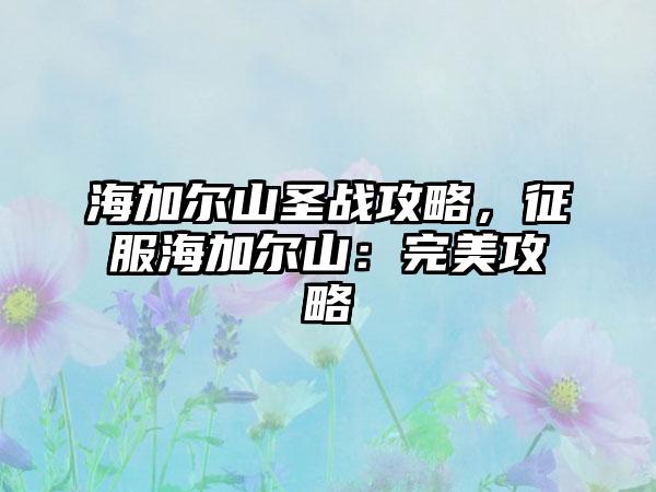 海加尔山圣战攻略，征服海加尔山：完美攻略