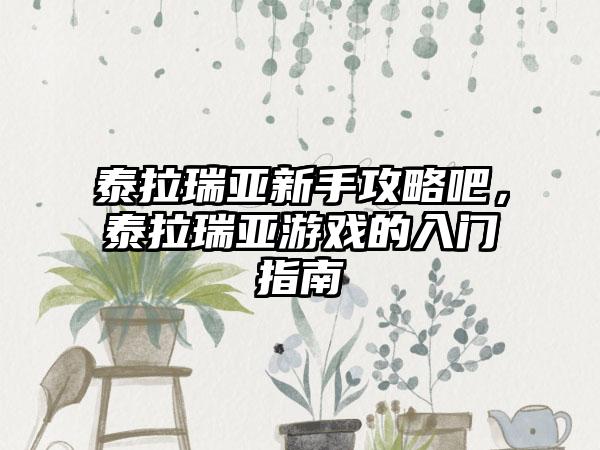 泰拉瑞亚新手攻略吧，泰拉瑞亚游戏的入门指南