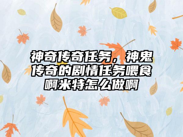 神奇传奇任务，神鬼传奇的剧情任务喂食啊米特怎么做啊