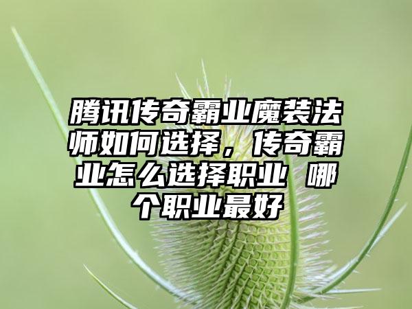 腾讯传奇霸业魔装法师如何选择，传奇霸业怎么选择职业 哪个职业最好