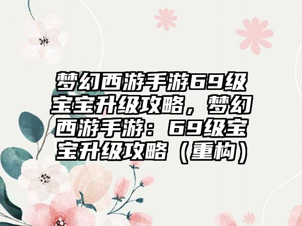 梦幻西游手游69级宝宝升级攻略，梦幻西游手游：69级宝宝升级攻略（重构）