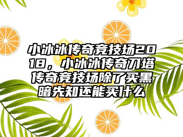 小冰冰传奇竞技场2018，小冰冰传奇刀塔传奇竞技场除了买黑暗先知还能买什么