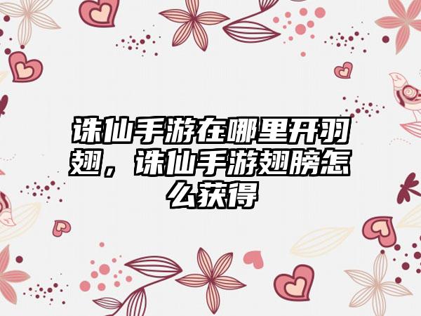 诛仙手游在哪里开羽翅，诛仙手游翅膀怎么获得