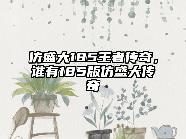 仿盛大185王者传奇，谁有185版仿盛大传奇