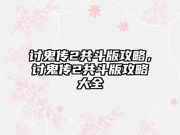 讨鬼传2共斗版攻略，讨鬼传2共斗版攻略大全