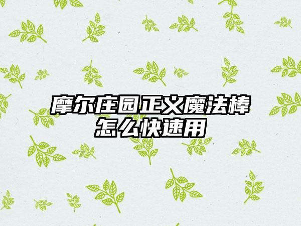 摩尔庄园正义魔法棒怎么快速用