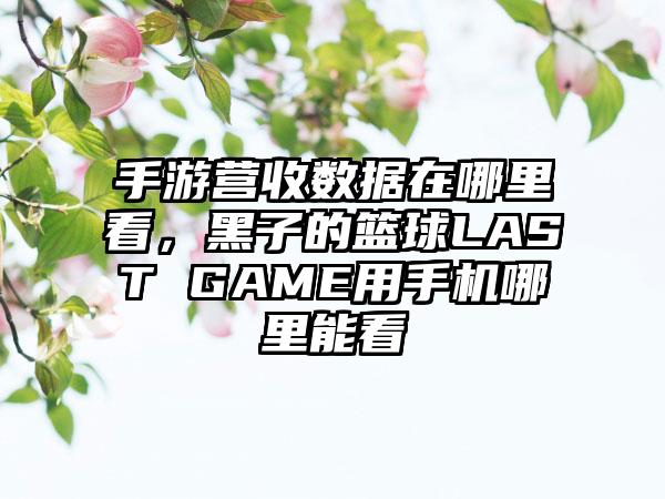 手游营收数据在哪里看，黑子的篮球LAST GAME用手机哪里能看