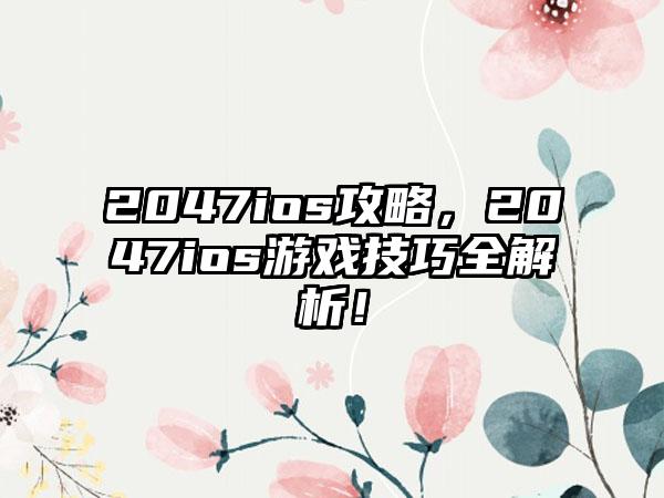 2047ios攻略，2047ios游戏技巧全解析！