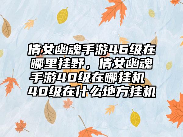 倩女幽魂手游46级在哪里挂野，倩女幽魂手游40级在哪挂机 40级在什么地方挂机