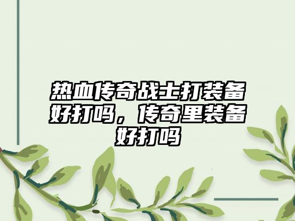热血传奇战士打装备好打吗，传奇里装备好打吗