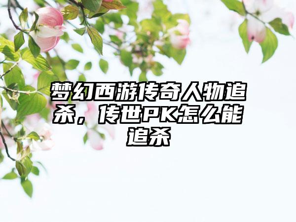 梦幻西游传奇人物追杀，传世PK怎么能追杀