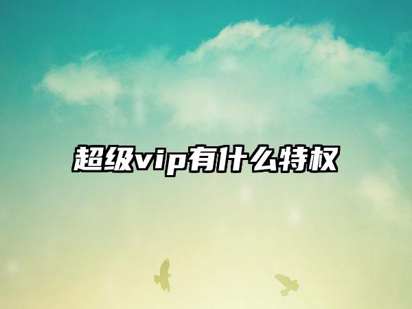 超级vip有什么特权
