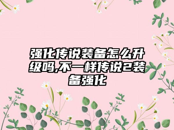 强化传说装备怎么升级吗,不一样传说2装备强化