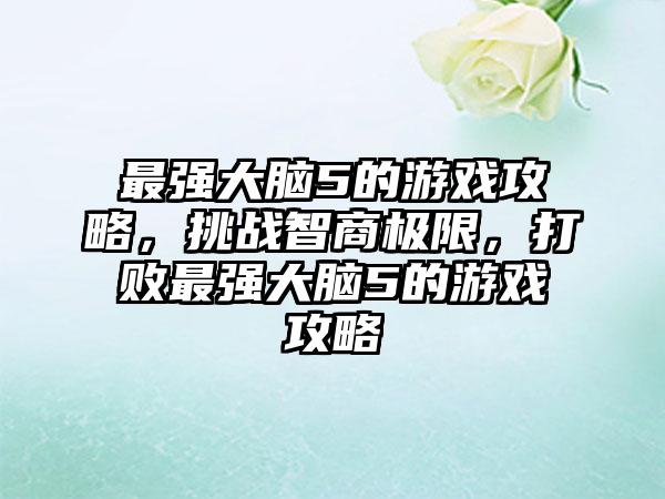 最强大脑5的游戏攻略，挑战智商极限，打败最强大脑5的游戏攻略