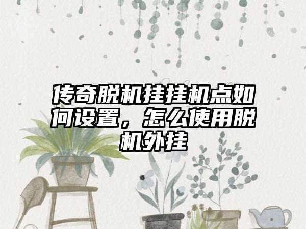 传奇脱机挂挂机点如何设置，怎么使用脱机外挂