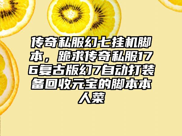 传奇私服幻七挂机脚本，跪求传奇私服176复古版幻7自动打装备回收元宝的脚本本人菜
