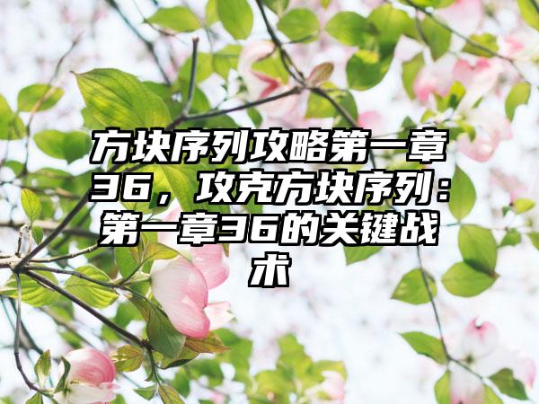 方块序列攻略第一章36，攻克方块序列：第一章36的关键战术