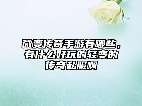微变传奇手游有哪些，有什么好玩的轻变的传奇私服啊
