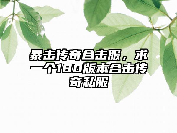 暴击传奇合击服，求一个180版本合击传奇私服