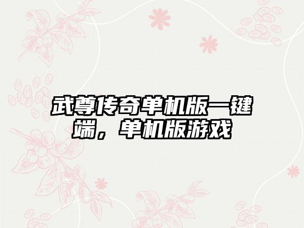 武尊传奇单机版一键端，单机版游戏