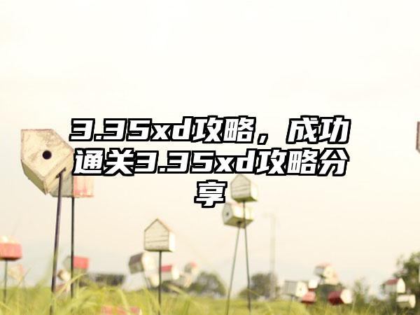 3.35xd攻略，成功通关3.35xd攻略分享
