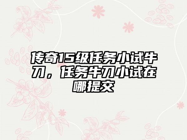 传奇15级任务小试牛刀，任务牛刀小试在哪提交