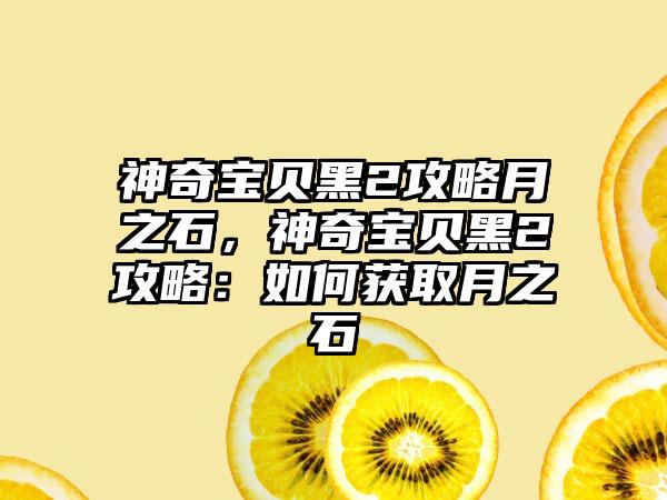 神奇宝贝黑2攻略月之石，神奇宝贝黑2攻略：如何获取月之石