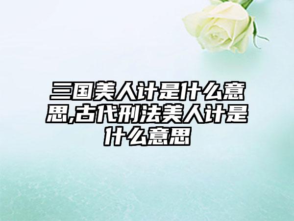 三国美人计是什么意思,古代刑法美人计是什么意思