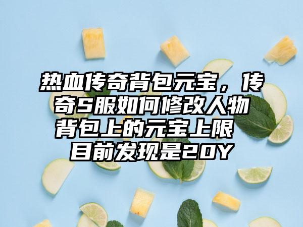 热血传奇背包元宝，传奇S服如何修改人物背包上的元宝上限 目前发现是20Y