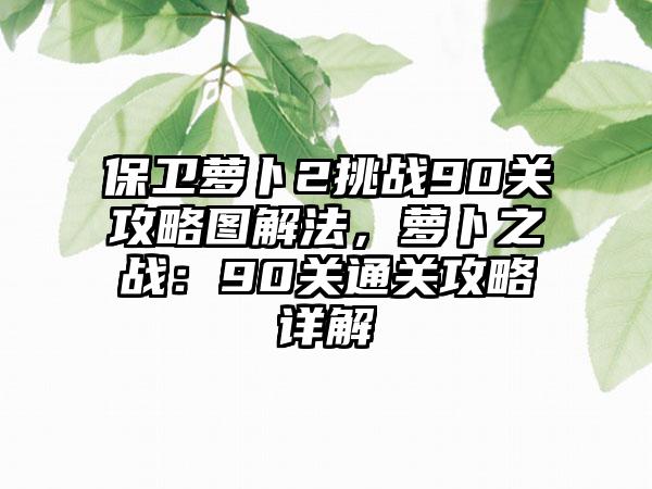 保卫萝卜2挑战90关攻略图解法，萝卜之战：90关通关攻略详解