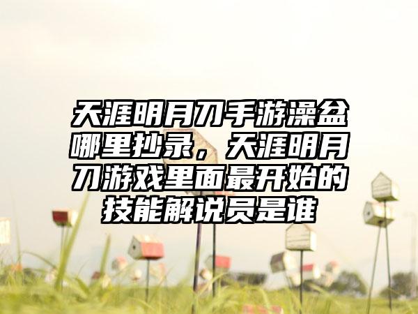 天涯明月刀手游澡盆哪里抄录，天涯明月刀游戏里面最开始的技能解说员是谁